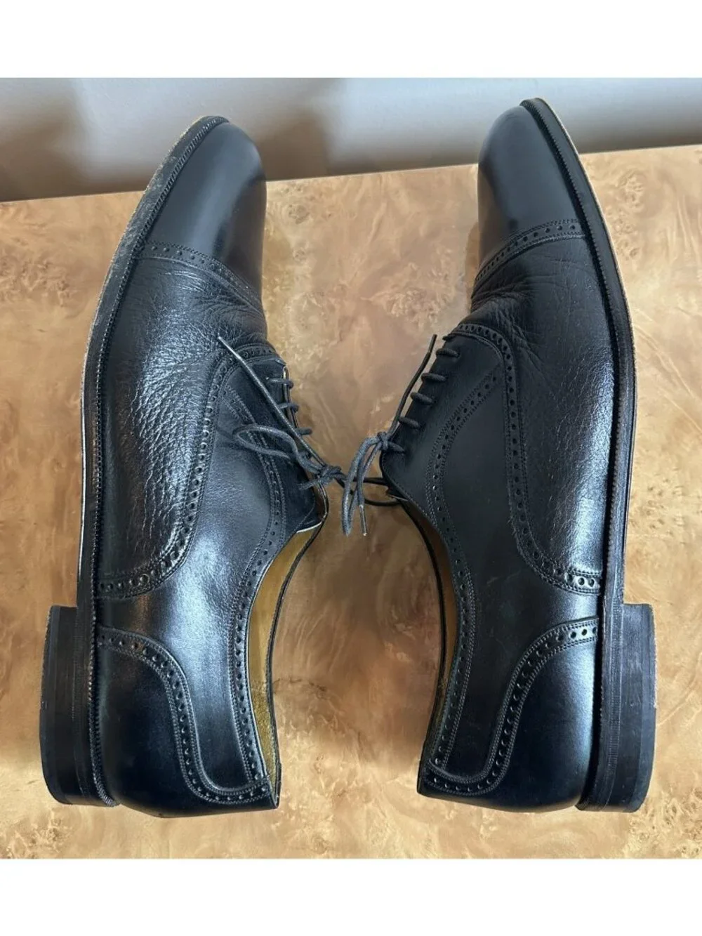 Mezlan Florence Black Leather Cap Toe Oxford Dress Shoes Men's Size 13 M Italy